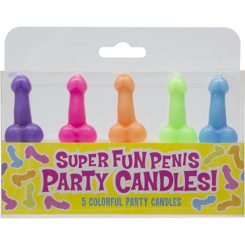 Candyprints Multicolore Bougies de fête de pénis - 5 Pack