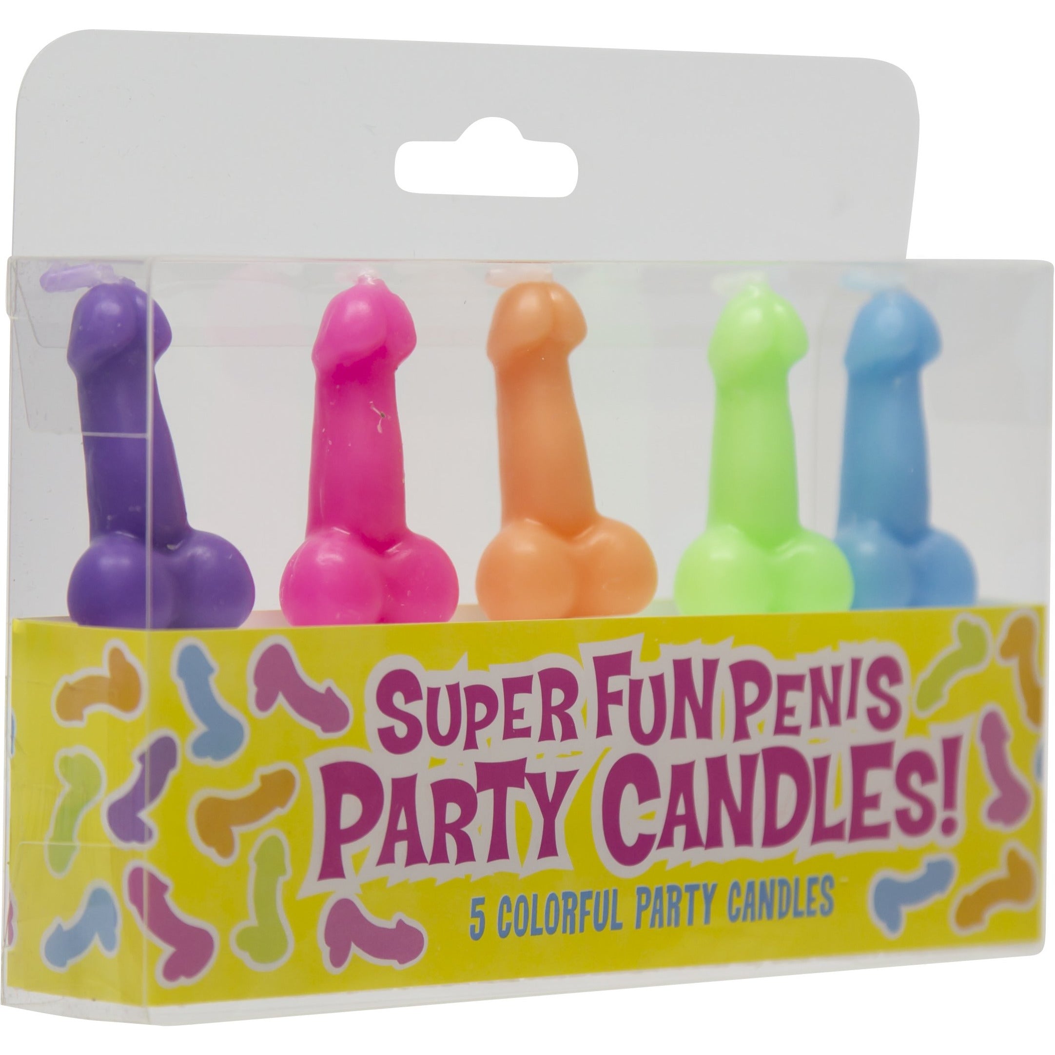 Candyprints Multicolore Bougies de fête de pénis - 5 Pack