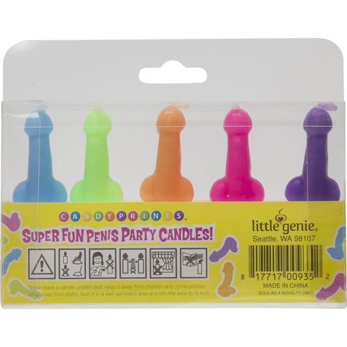 Candyprints Multicolore Bougies de fête de pénis - 5 Pack