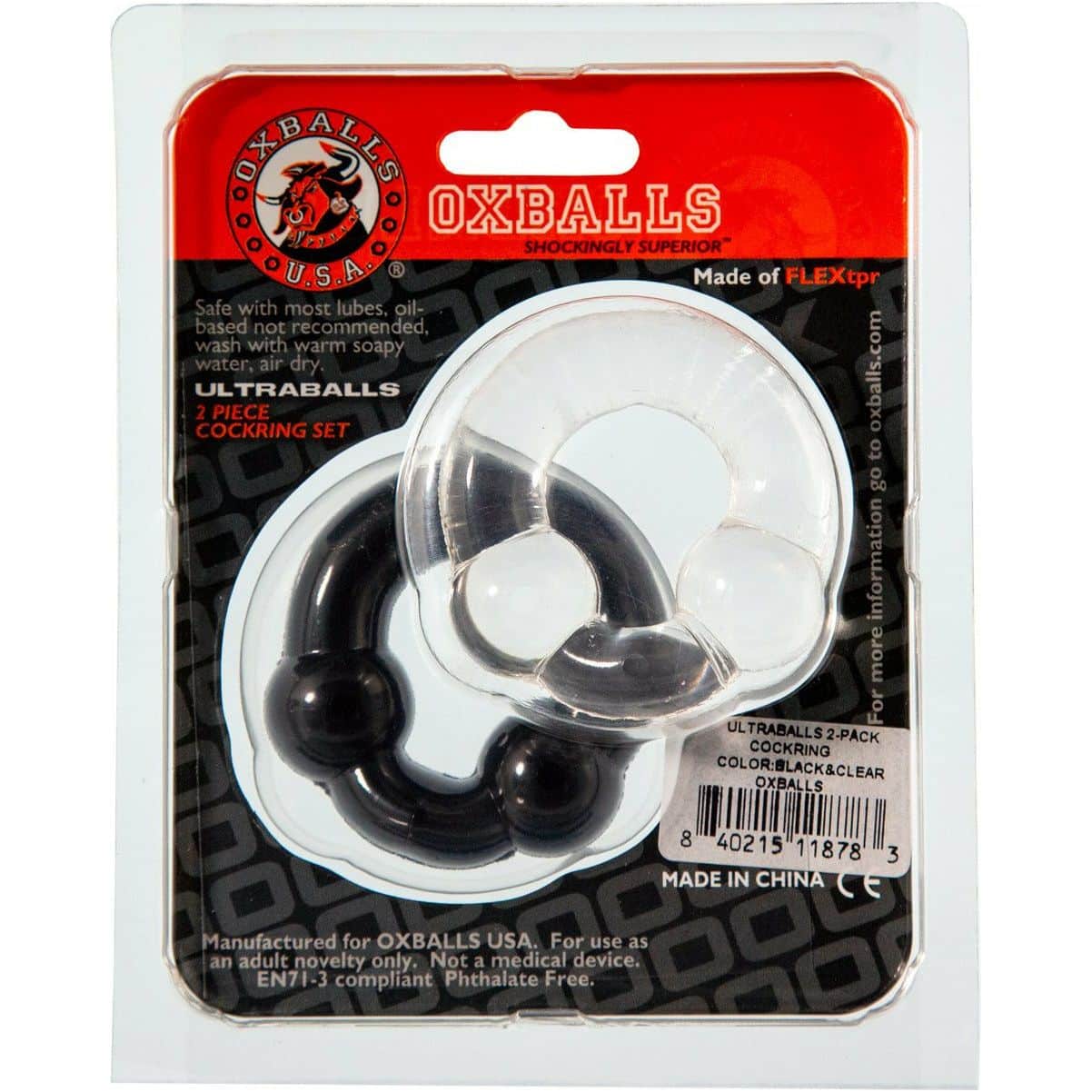 Cockring ultra-balles Oxballs – 2 Pack - Noir/Clear image 2