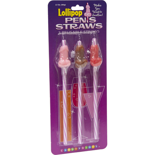 Impressions de bonbons Paille de pénis réutilisable Lollipop - 3 paquets