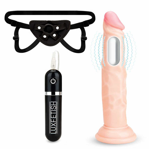 Ensemble vibrant de dildo et d'harnais à sangle image 2