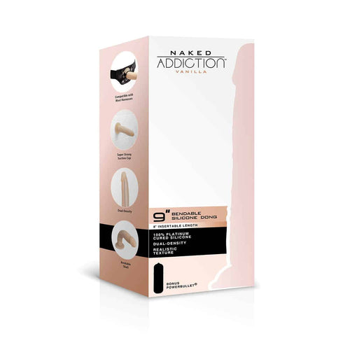 Dépendance nue – 9-- Silicone double densité Dildo bendable - Vanille image 0