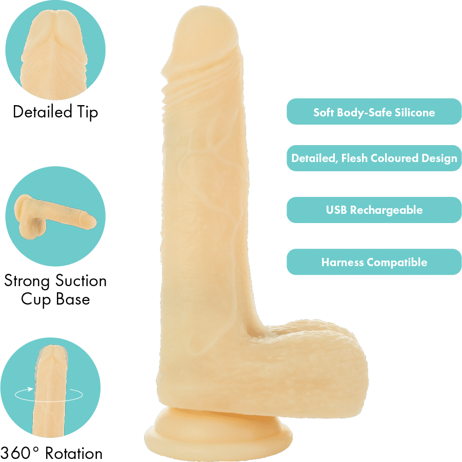 Pure Love® - Dildo vibrant et rotatif à distance - Beige image 1