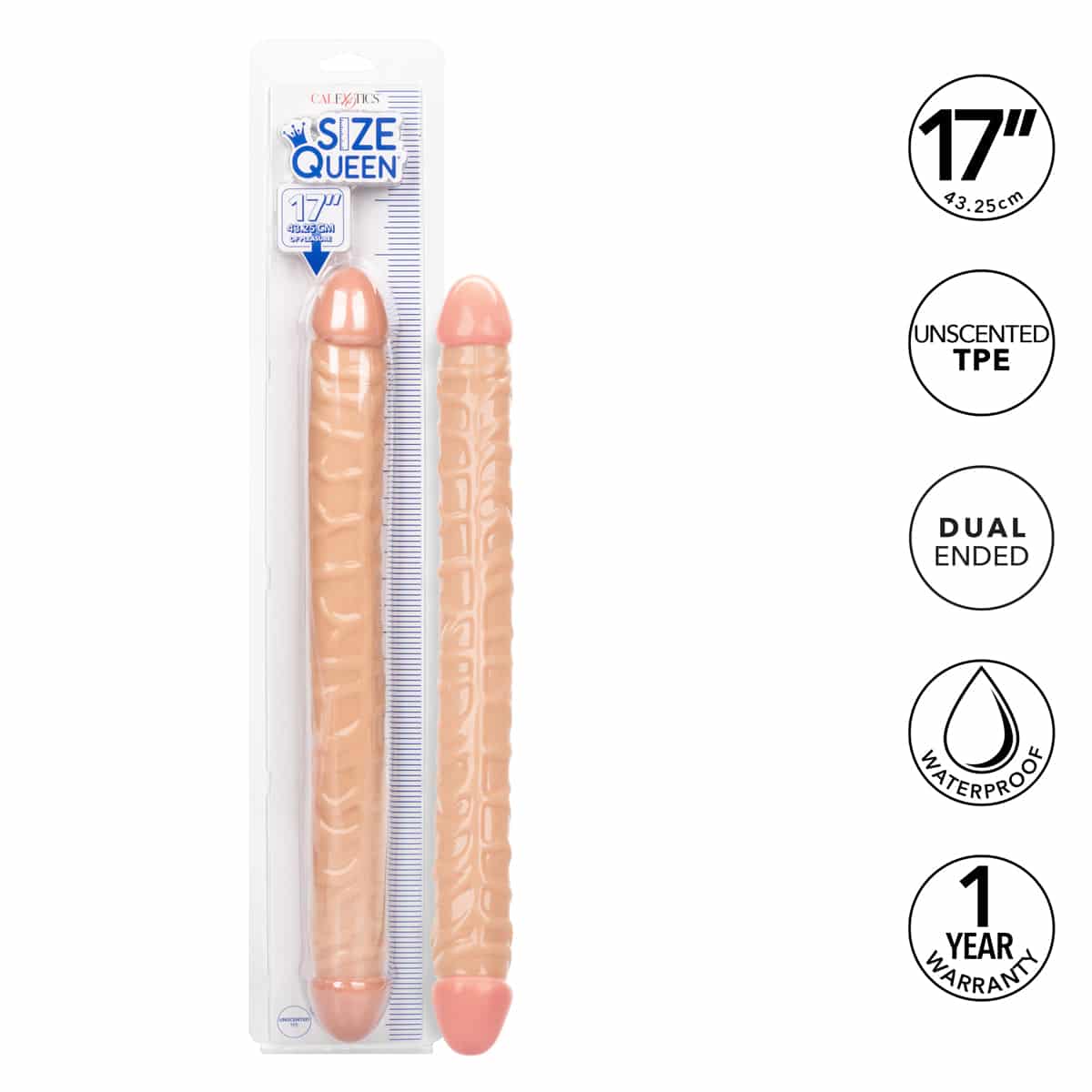 CalExotics® - Taille Queen® - Dildo à double extrémité – Ivoire image 5