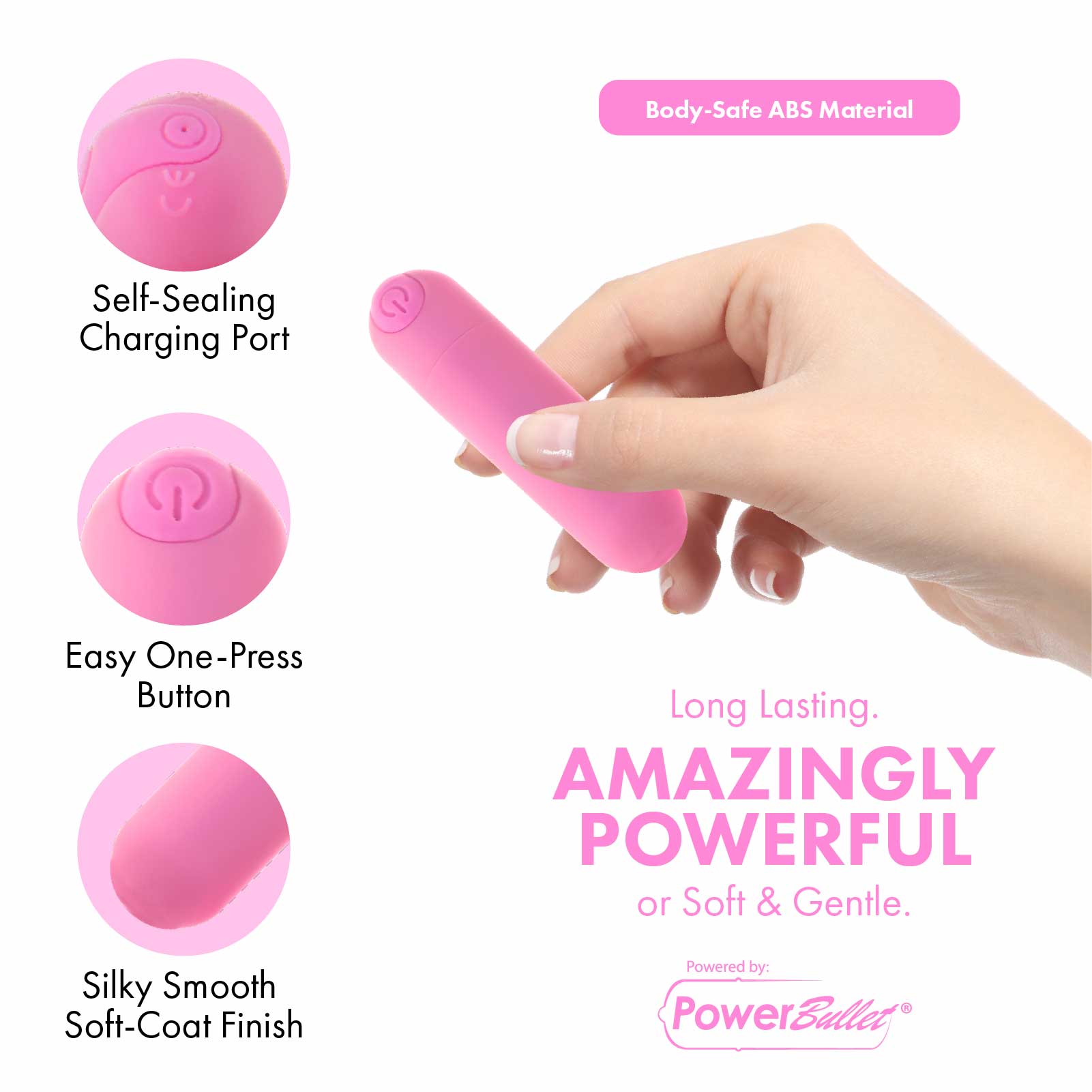 Pure Love® - Bulle de puissance rechargeable avec boîtier en silicone - Rose image 3