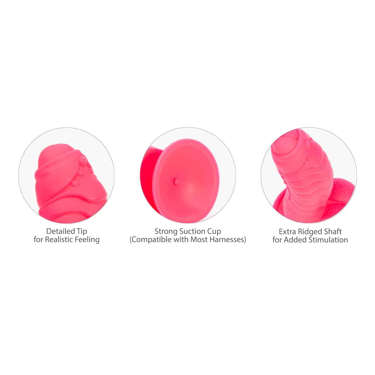 Pure Love® - Dildo de silicone Fantasy avec base d'aspiration – 7 po – rose chaud image 5