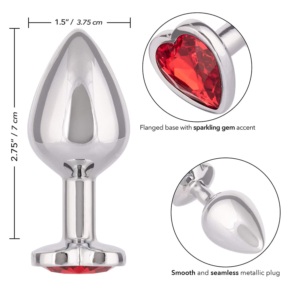 CalExotics® Jewel Large Ruby Heart Plug - Ruby