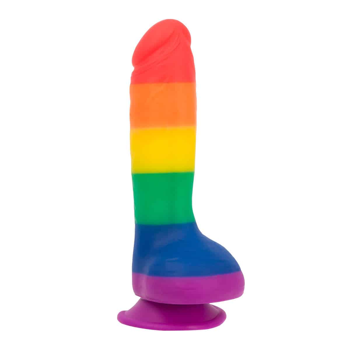 Pure Love® - Dildo en silicone arc-en-ciel avec base d'aspiration – 8 po. image 4