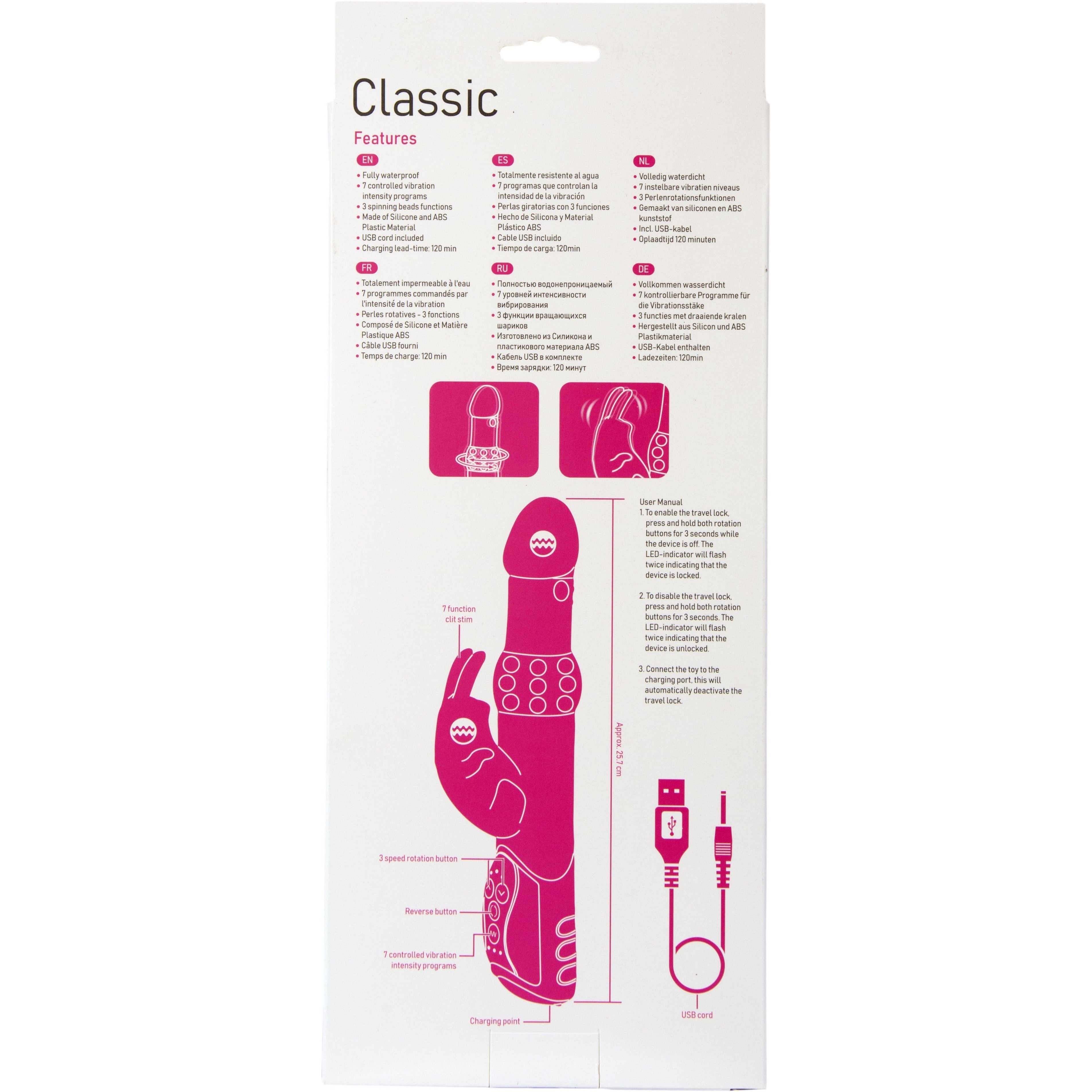 e. Vibrateur de lapin classique - rose