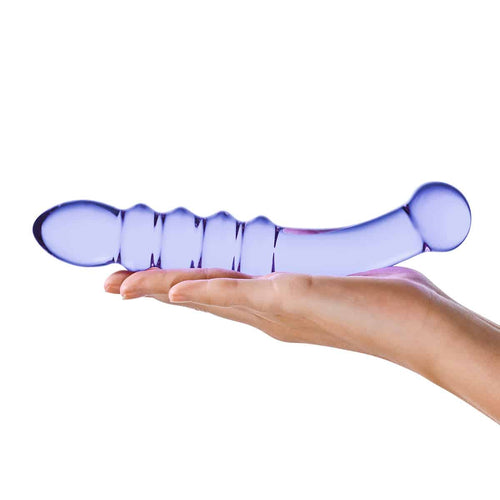 Glas Purple Rain Dildo en verre côtelé image 2