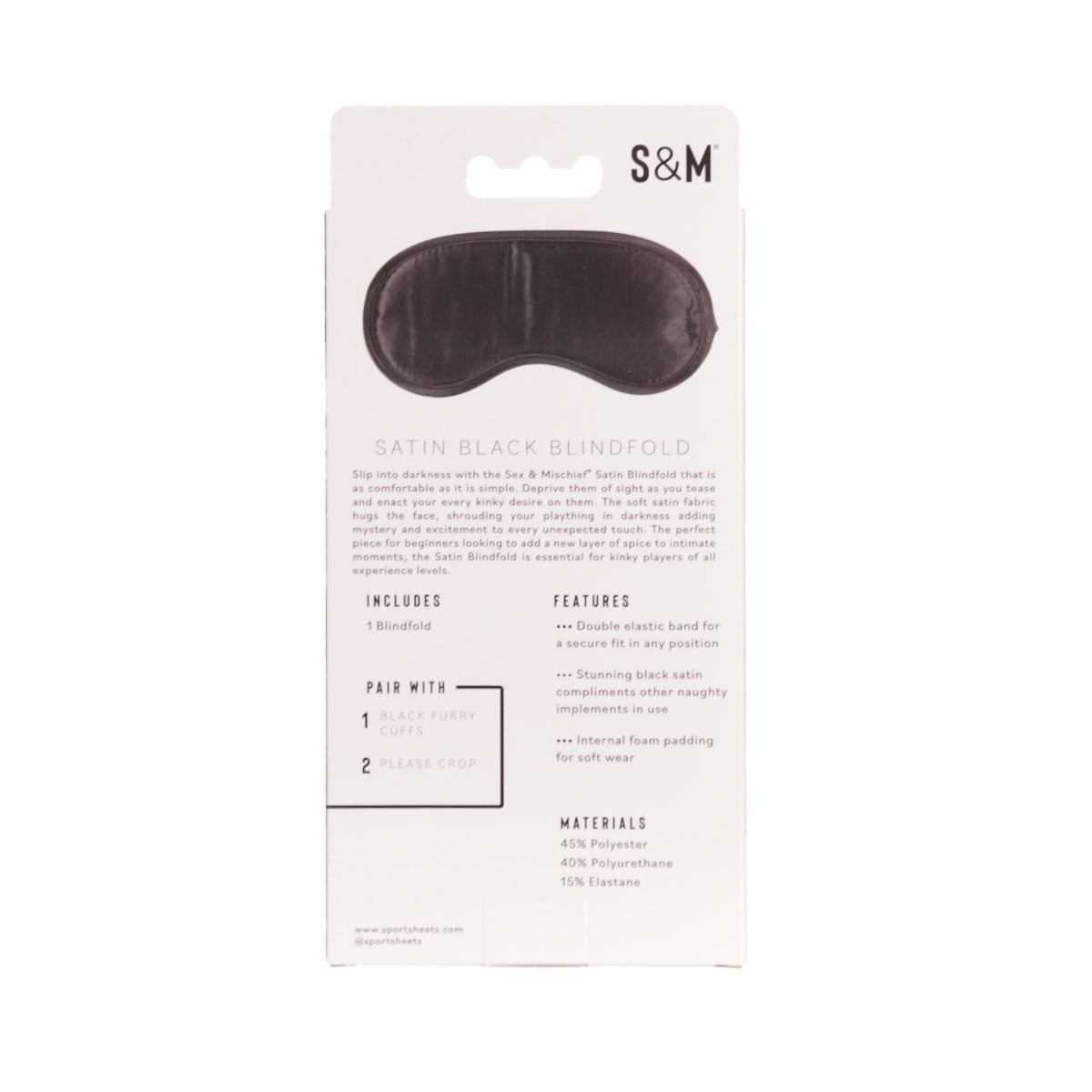 Feuillets de sport Sexe &amp; Détachement - Satin Blindfold - Noir image 2