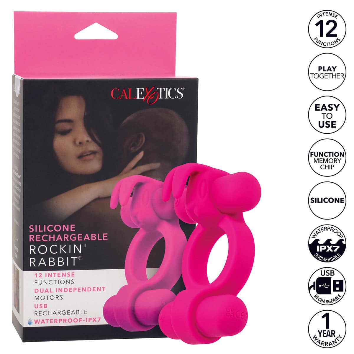CalExotics® Silicone rechargeable Lapin de roche – rose image 5