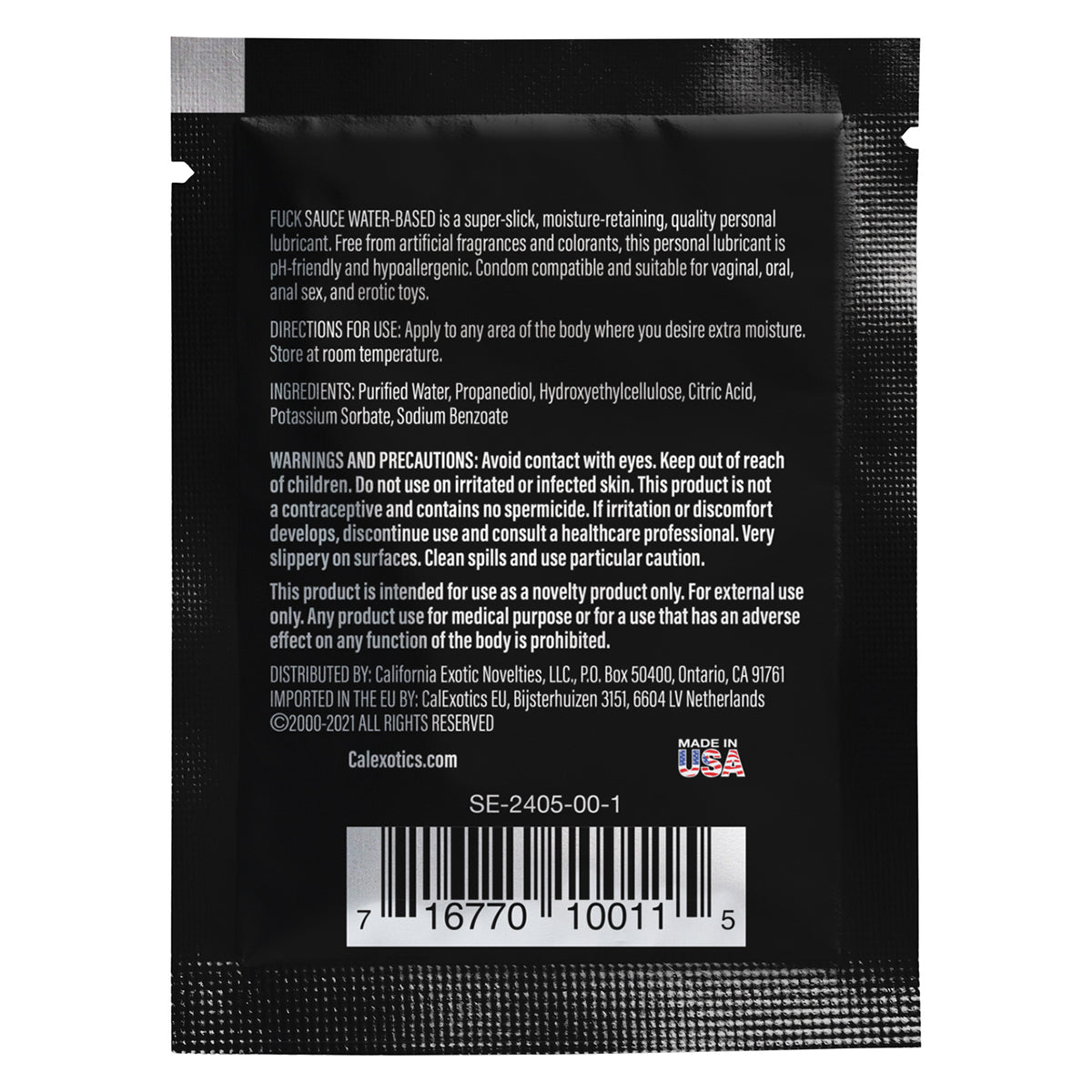 CalExotics® – Sauce de baise – Lubrifiant personnel à base d'eau – Sachet – 0,08 fl.oz/2.37ml