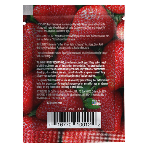 CalExotics® – Sauce à la baise – Lubrifiant personnel à base d'eau – Fraise – Sachet - 0.08 fl.oz/2.37ml