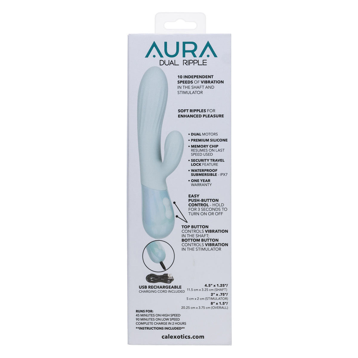 CalExotics® Aura Dual Vibe Ripple – Bleu clair