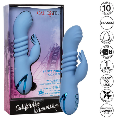 CalExotics® California Dreaming – double vibrateur de Santa Cruz Coaster – bleu