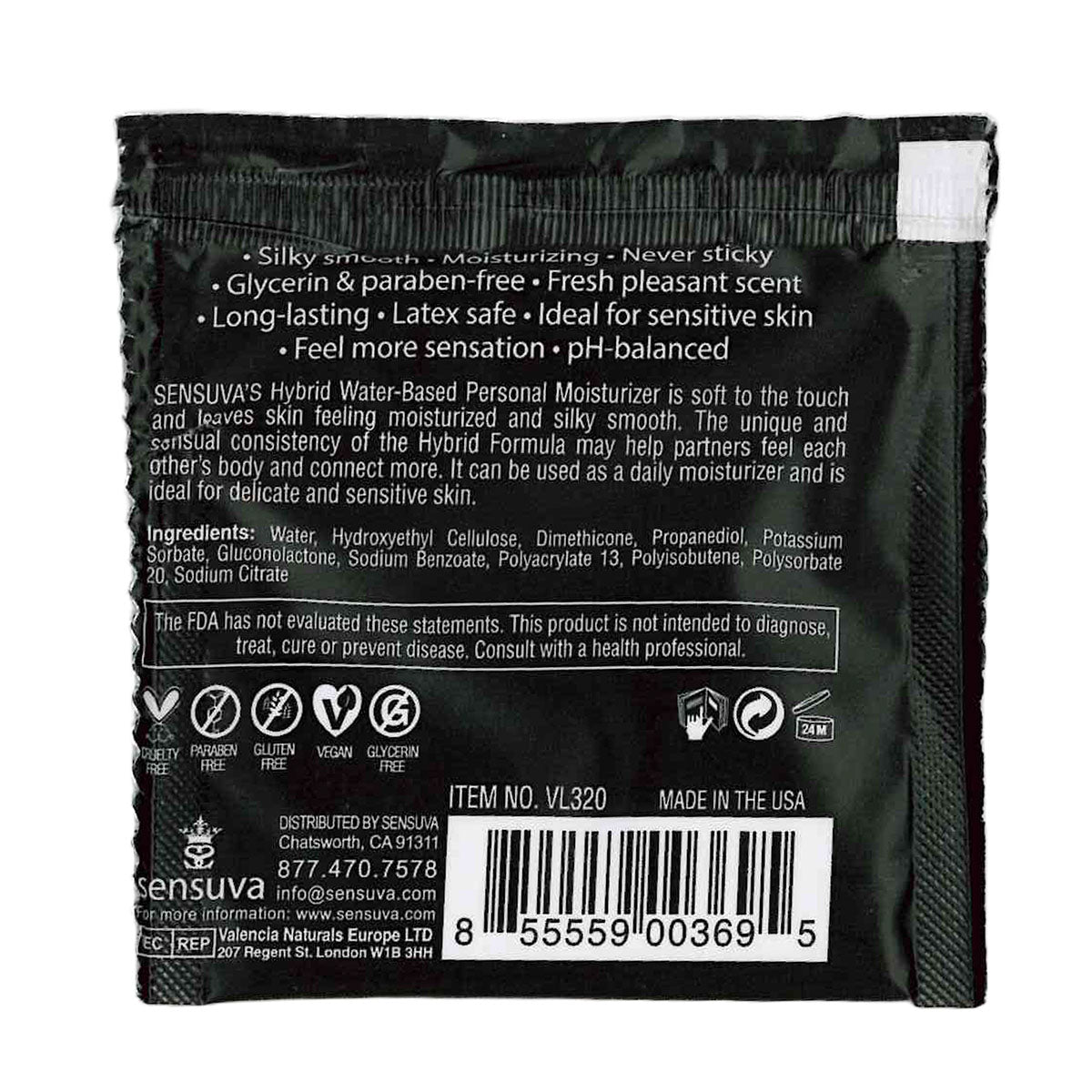 Sensuva – Formule Hybride Hydratant Personnel - Original - Foil 6ml/0,20 fl oz.