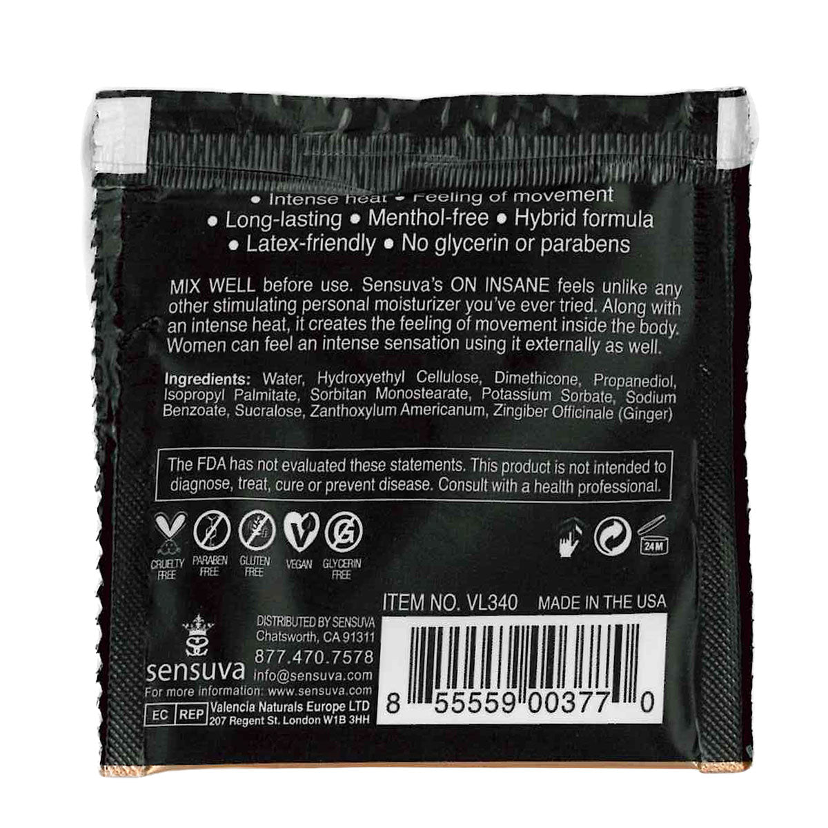 Sensuva – Ultra stimulant SUR INSANE - Original - Foil 6ml/0,20 fl oz.