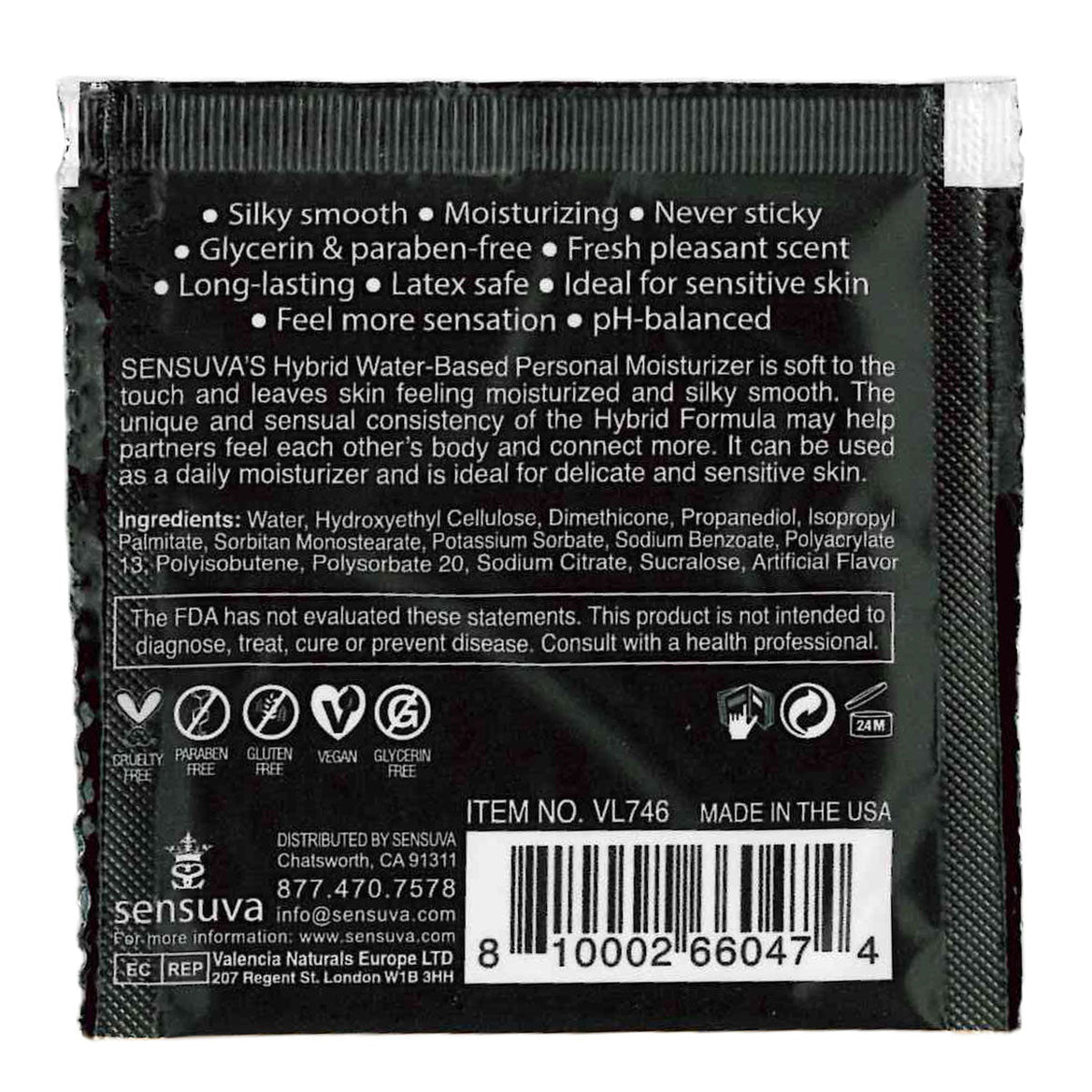 Sensuva – Hybrid Formula Personal Moisturizer - Cotton Candy - Foil 6ml/0.20 fl oz.