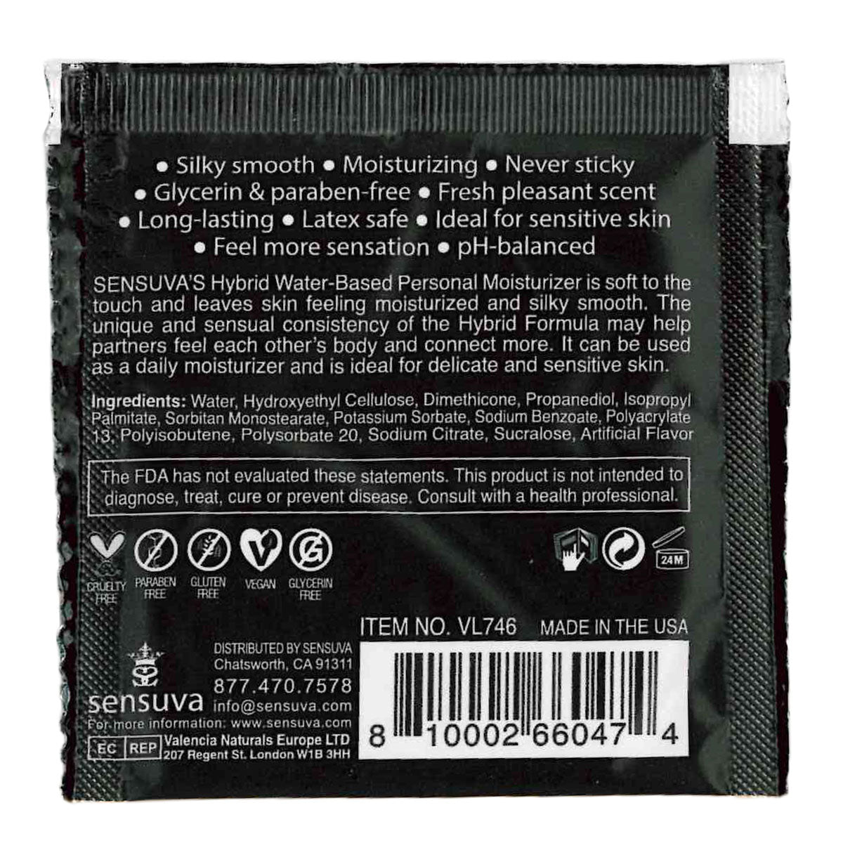 Sensuva – Formule Hybride Hydratant Personnel - Coton Candy - Foil 6ml/0,20 fl oz.