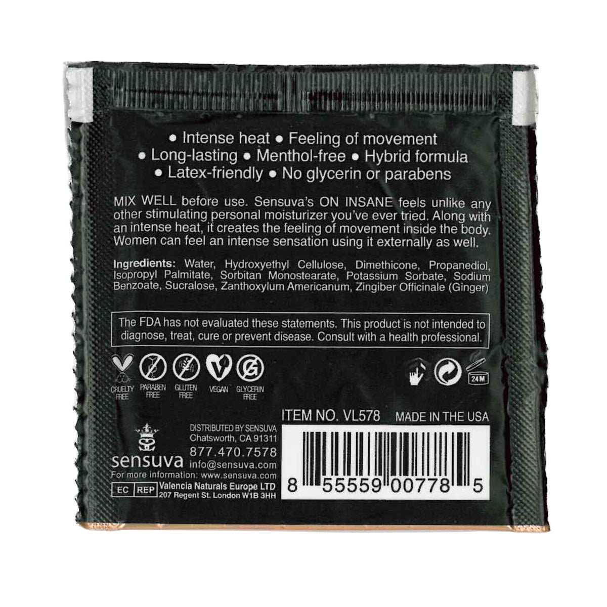 Sensuva – Ultra stimulant SUR L'INSANE - Cinnabun - Foil 6ml/0,20 fl oz.