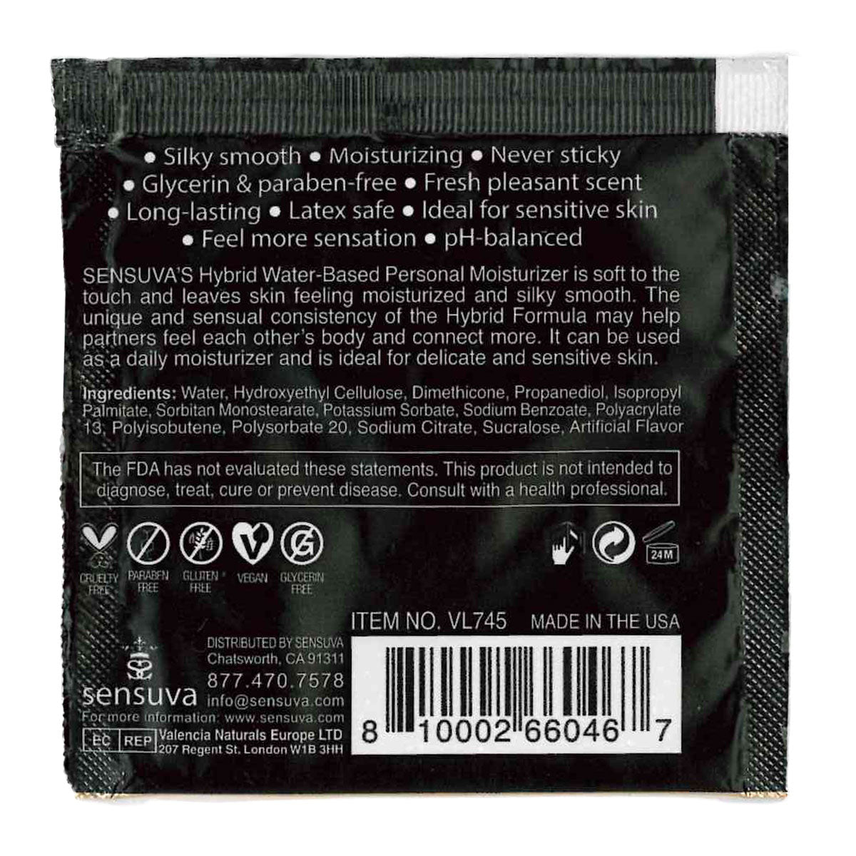 Sensuva – Formule Hybride Hydratant Personnel - Fraise - Foil 6ml/0,20 fl oz.