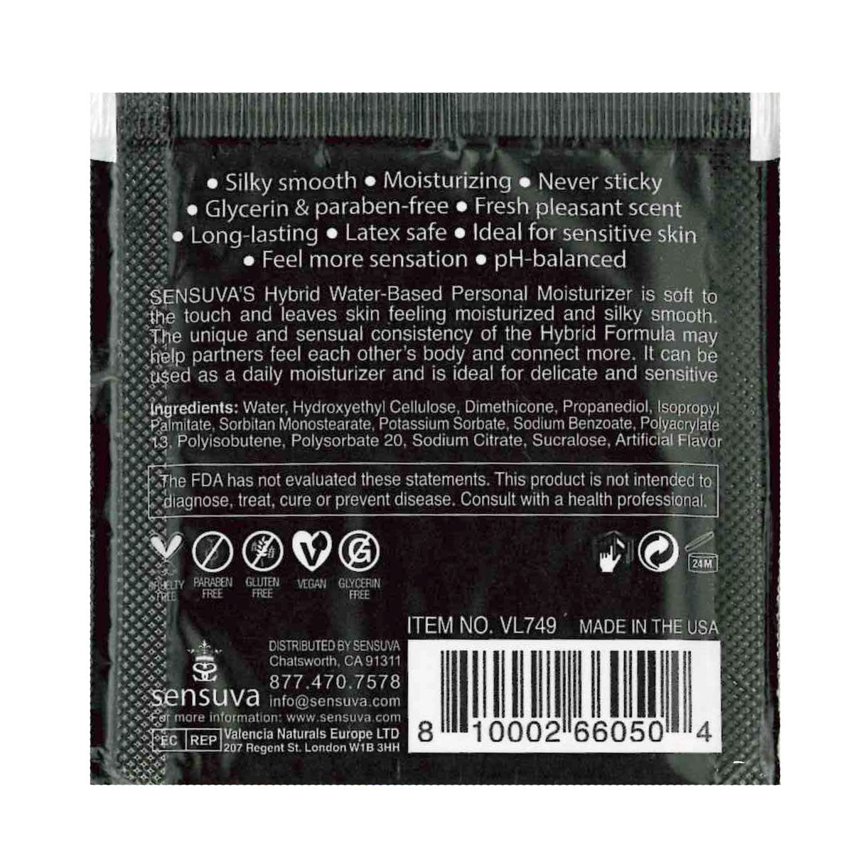 Sensuva – Formule Hybride Hydratant Personnel - Caramel Salé - Foil 6ml/0,20 fl oz.