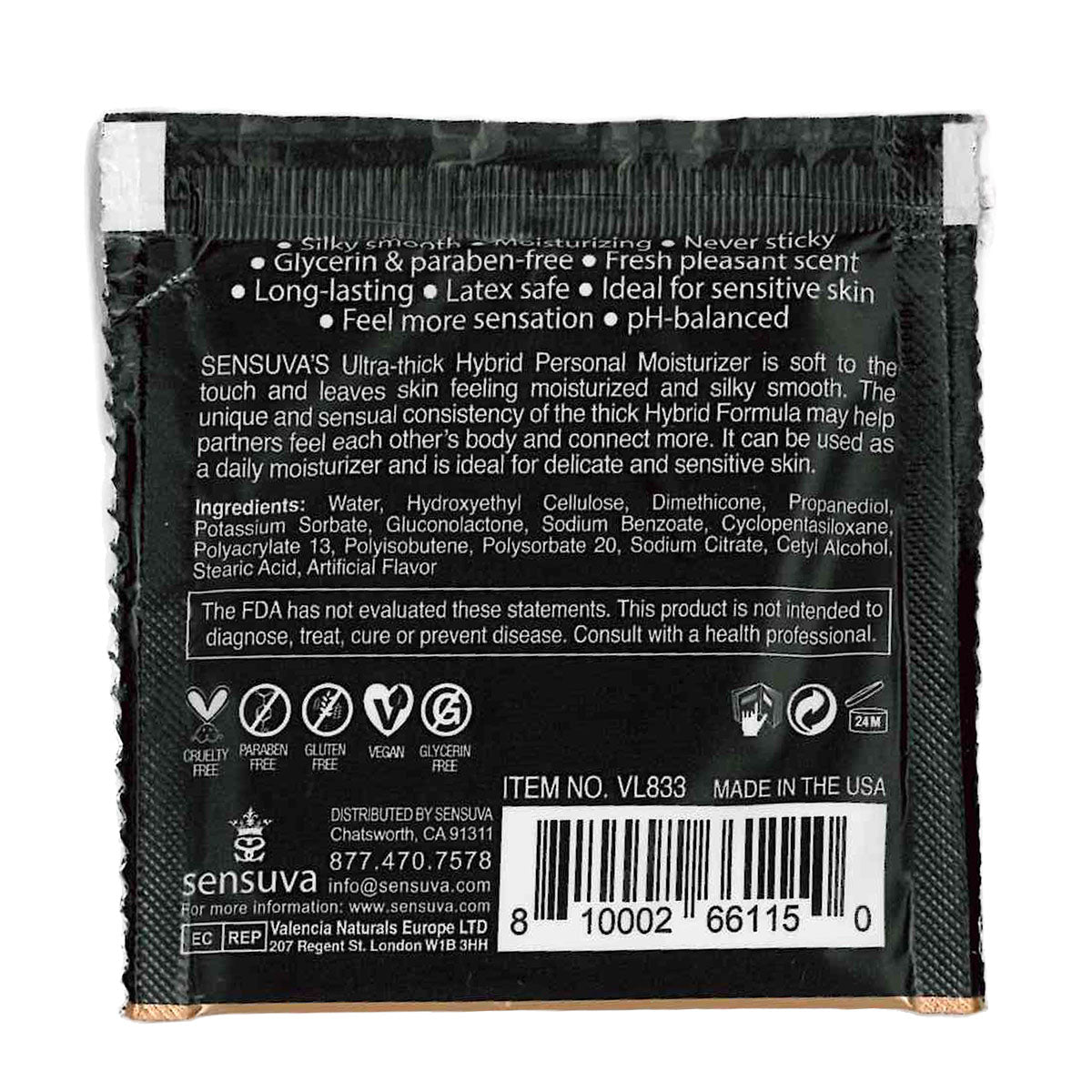 Sensuva – Formule Hybride Ultra-Thick Hybrid Hydratant Personnel – Muffin Blueberry - Foil 6ml/0,20 fl oz.