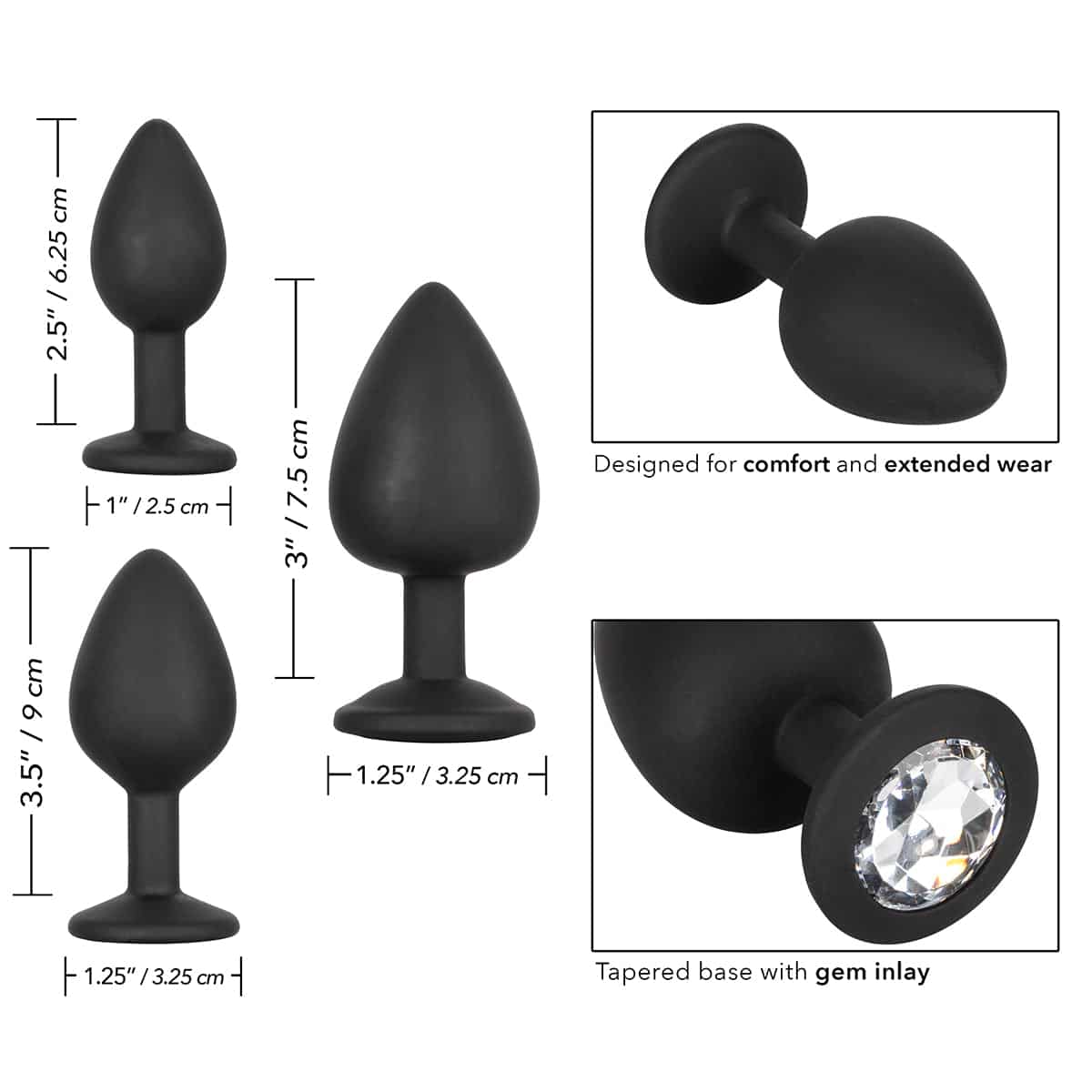 CalExotics® Kit anal silicone Gem – Noir image 1