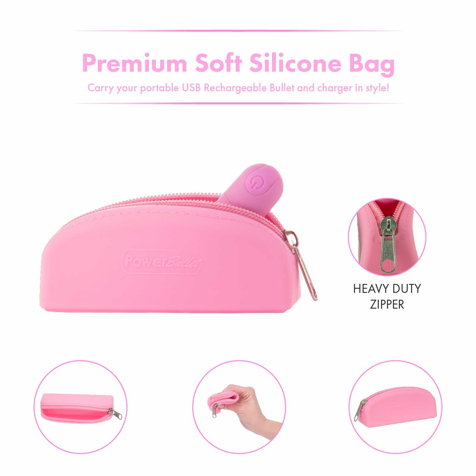 Pure Love® - Bulle de puissance rechargeable avec boîtier en silicone - Rose image 2