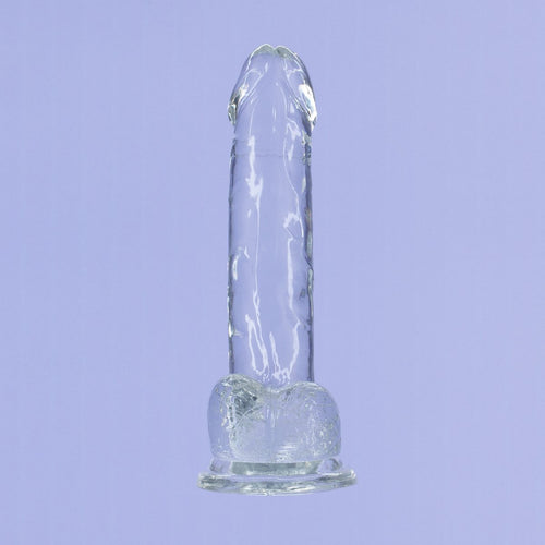 Cristal de toxicomanie – Dildo transparent de 7" avec boules image 1