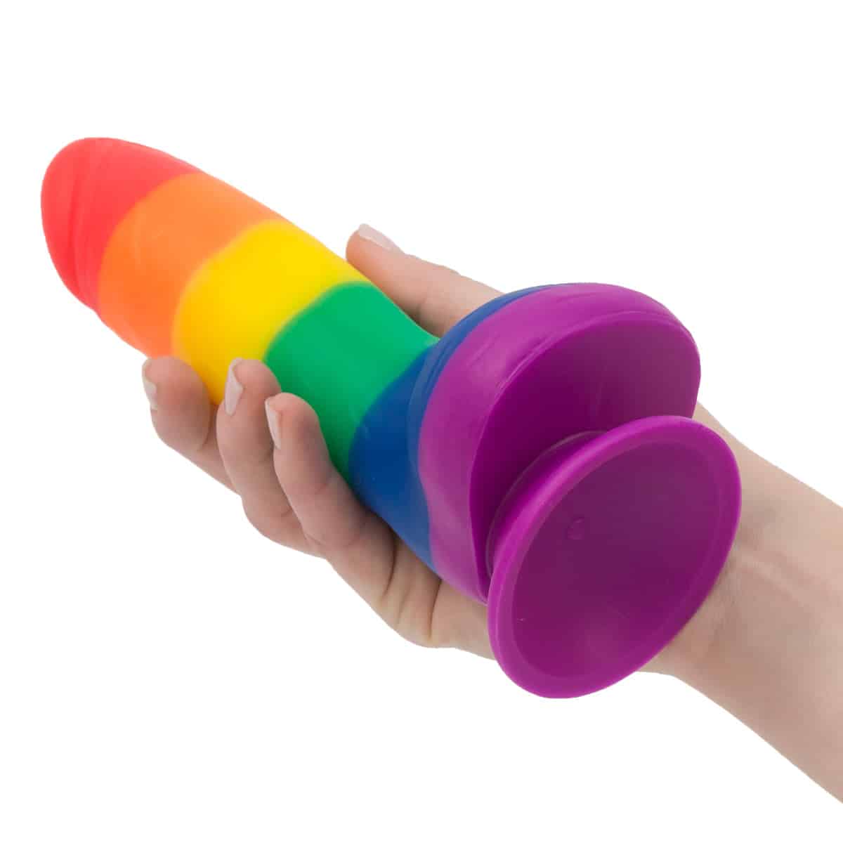 Pure Love® - Dildo en silicone arc-en-ciel avec base d'aspiration – 8 po. image 0