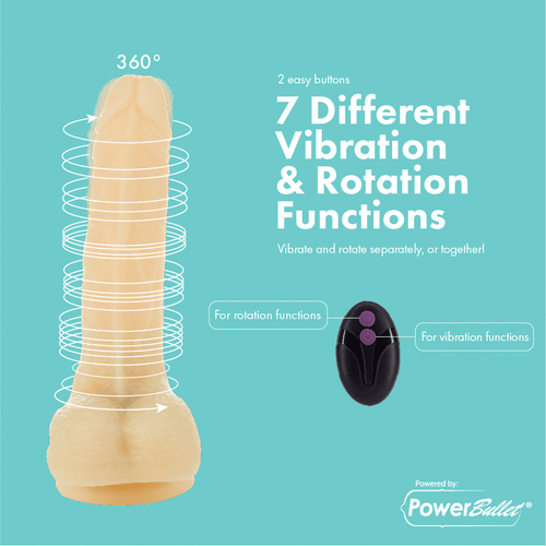 Pure Love® - Dildo vibrant et rotatif à distance - Beige image 2