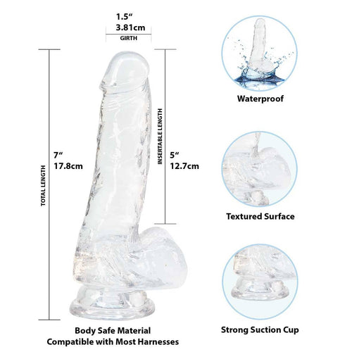 Cristal de toxicomanie – Dildo transparent de 7" avec boules image 5