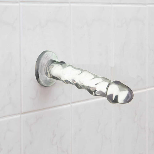 Pure Love® - Dildo avec des crêtes ultra-éclairées et une coupe d'aspiration - transparent - 7 po. image 4