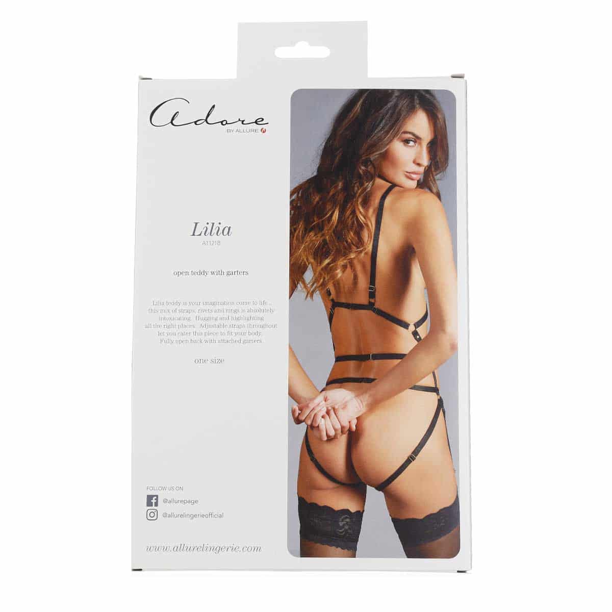 Adore par Allure - Lilia - Ouvrir Teddy avec les jarretières - Noir - OS image 4