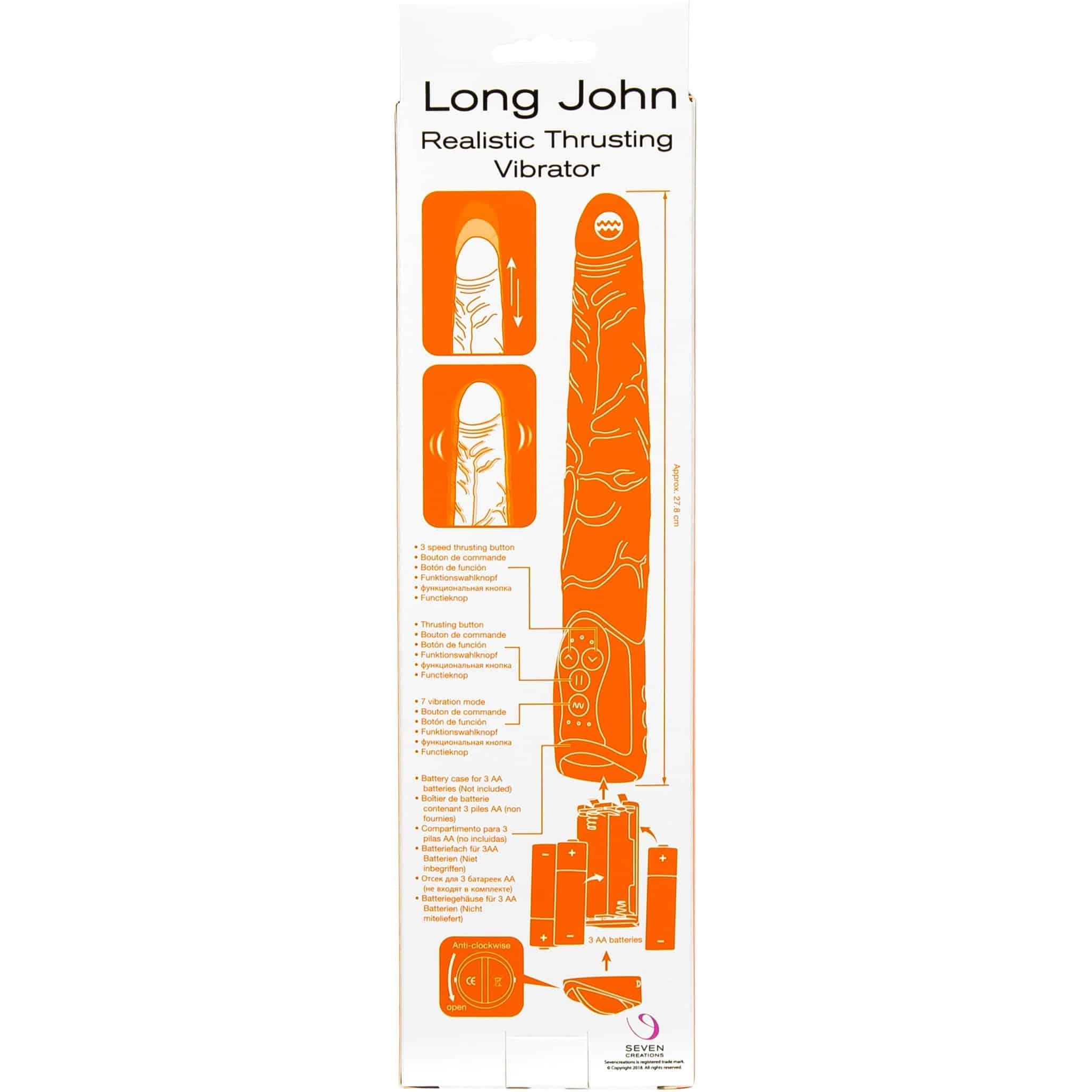 Sept créations Long John Thrusting Vibrator - 11" - Beige image 5
