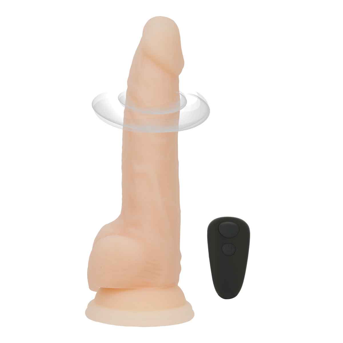 Dépendance nue Dildo rotatif et vibrant de 8" avec télécommande – Vanille image 2