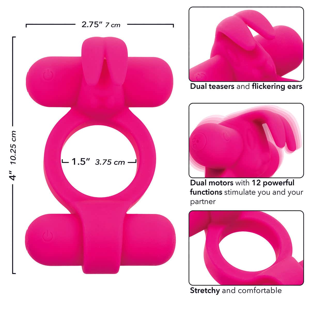 CalExotics® Silicone rechargeable Lapin de roche – rose image 1