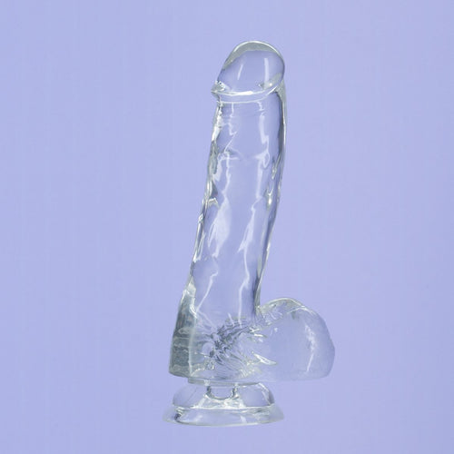 Cristal de toxicomanie – Dildo clair de 8" avec boules image 0