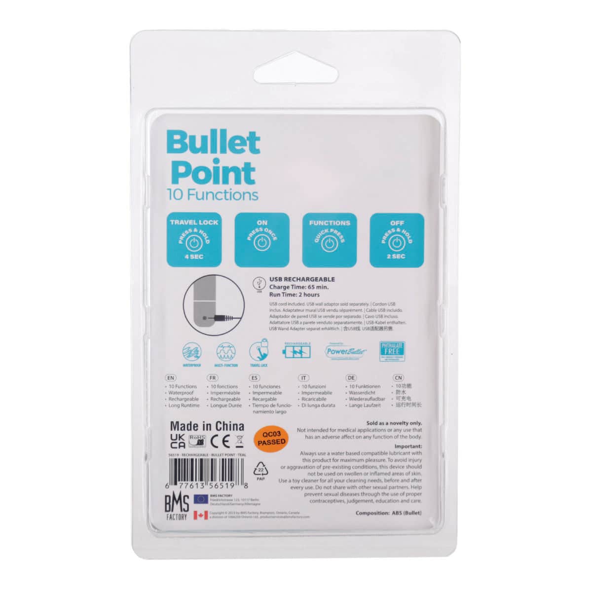 PowerBullet Bullet Point – Vibrator Bullet – USB Rechargeable – Teal image 5