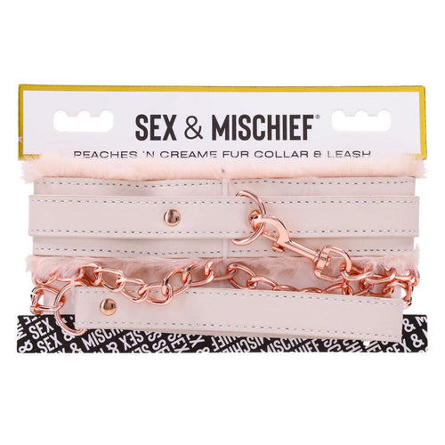 SportSheets Sexe &amp; Malchance Pêches ‘N Collar de la fourrure de crème &amp; laisse image 1