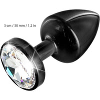 Diogol Anni Black Round Butt Plug with Swarovski Elements (Size T2)